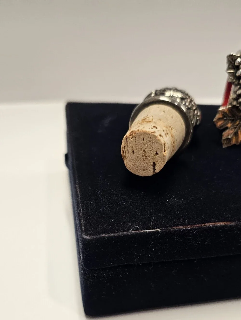 International Silver Company vintage silverplate grape wine bottle cork and ring